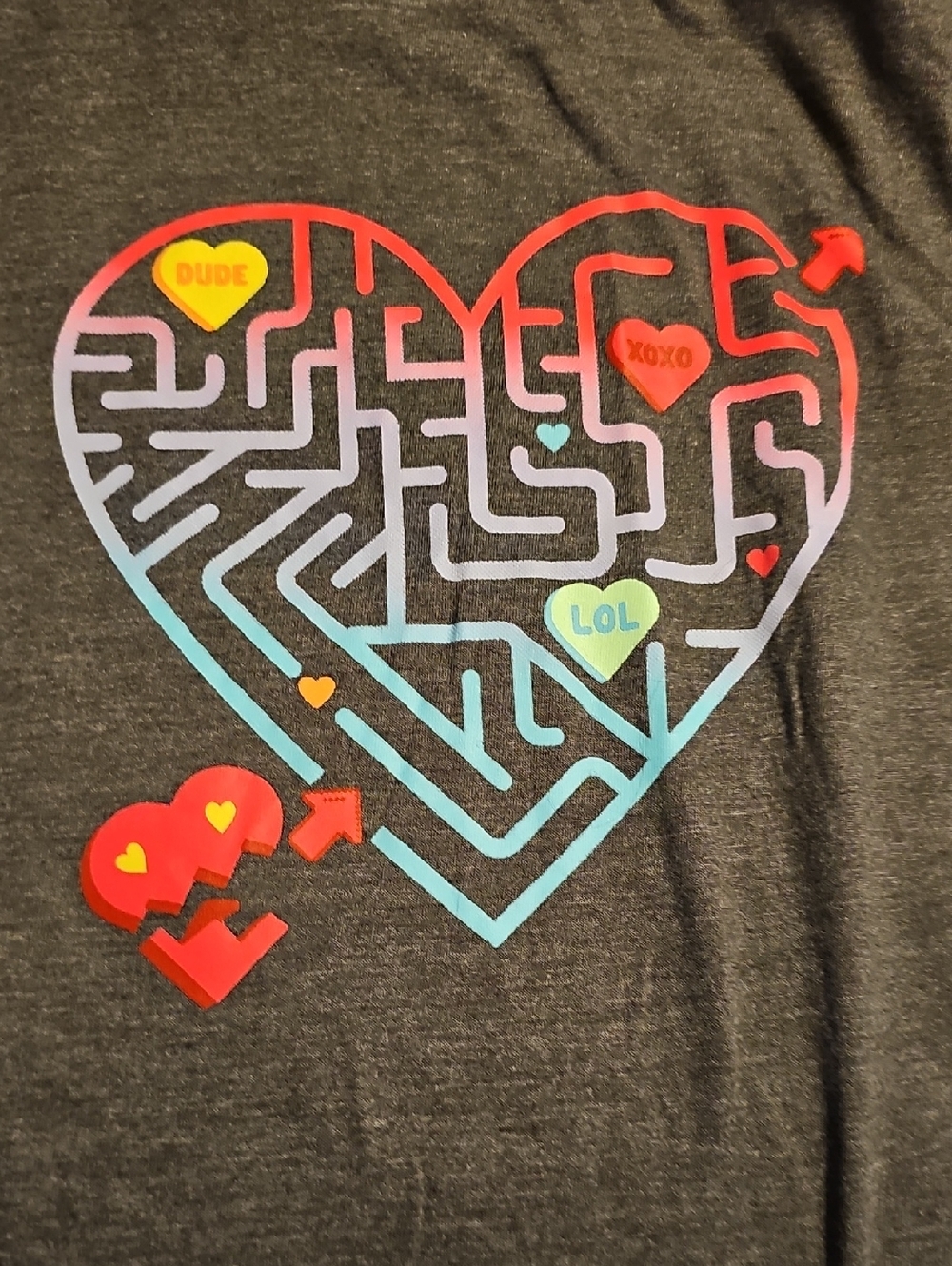 Cat & Jack Kids Short Sleeve Heart Graphic Tees - Red & Charcoal - Picture 4 of 5